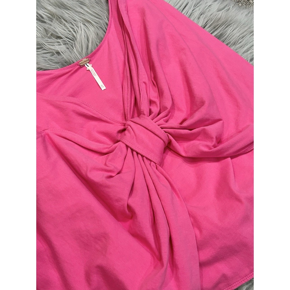 Free People Tied Up Drapey Top In Pink Phenom Size XSmall Gorgeous Bow Accent - Picture 3 of 5